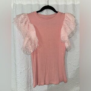 Pink tulle sleeve top